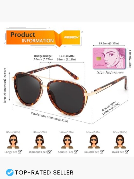 Retro Square Polarized Aviator Sunglasses for Women Men Classic Vintage Style